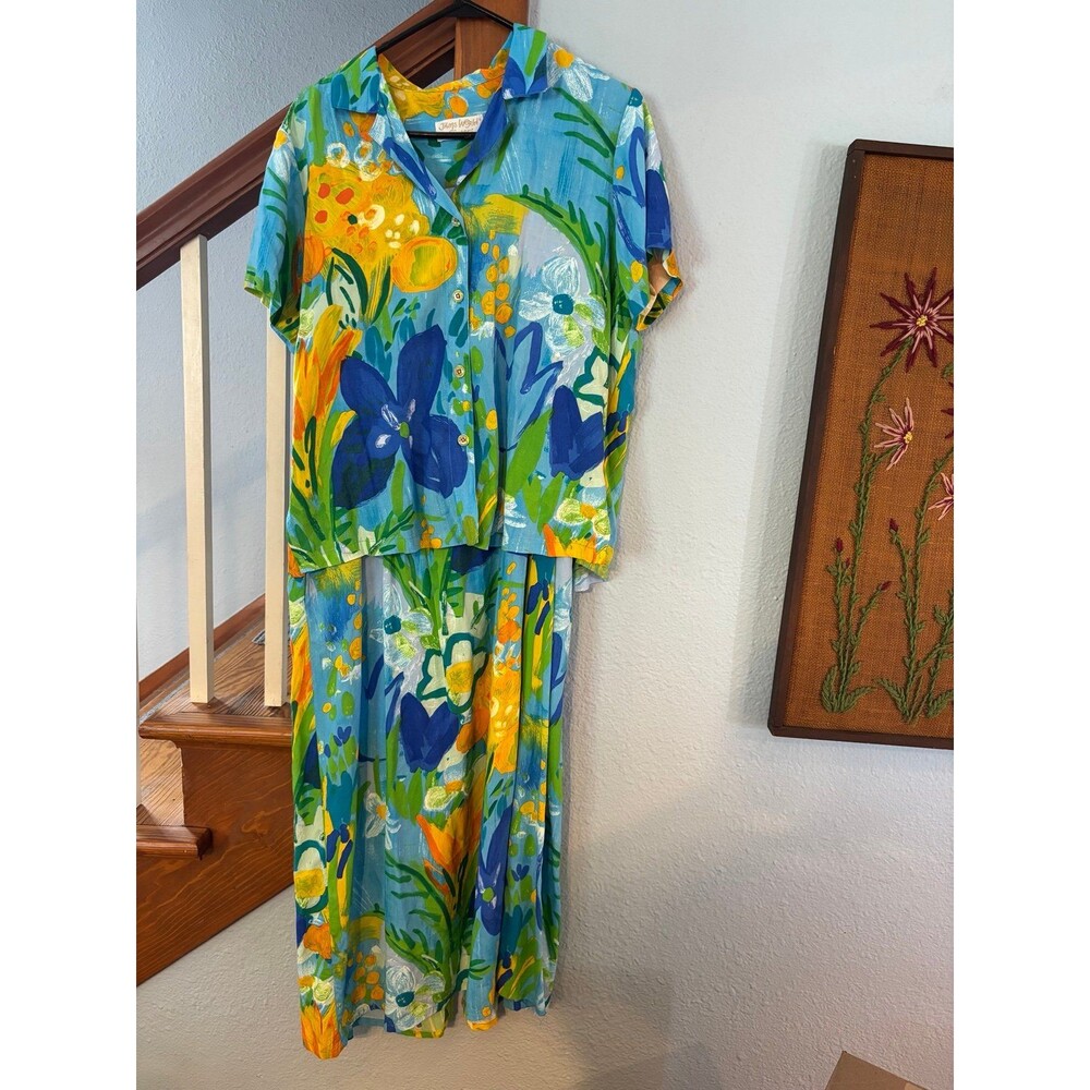 Jams world vtg y2k 50 years wonderland maxi dress and shirt lot L XL floral
